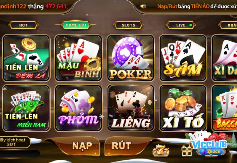 Sảnh game bài đem đến đa dạng tựa game hấp dẫn 