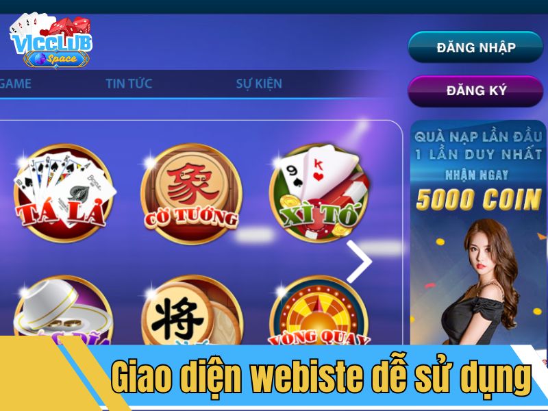 Giao diện website VicClub cực dễ sử dụng cho cả người mới chơi